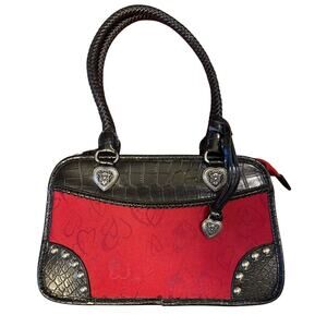 Vintage Y2K Heart Charm Handbag Unbranded Brighton Style Black Red